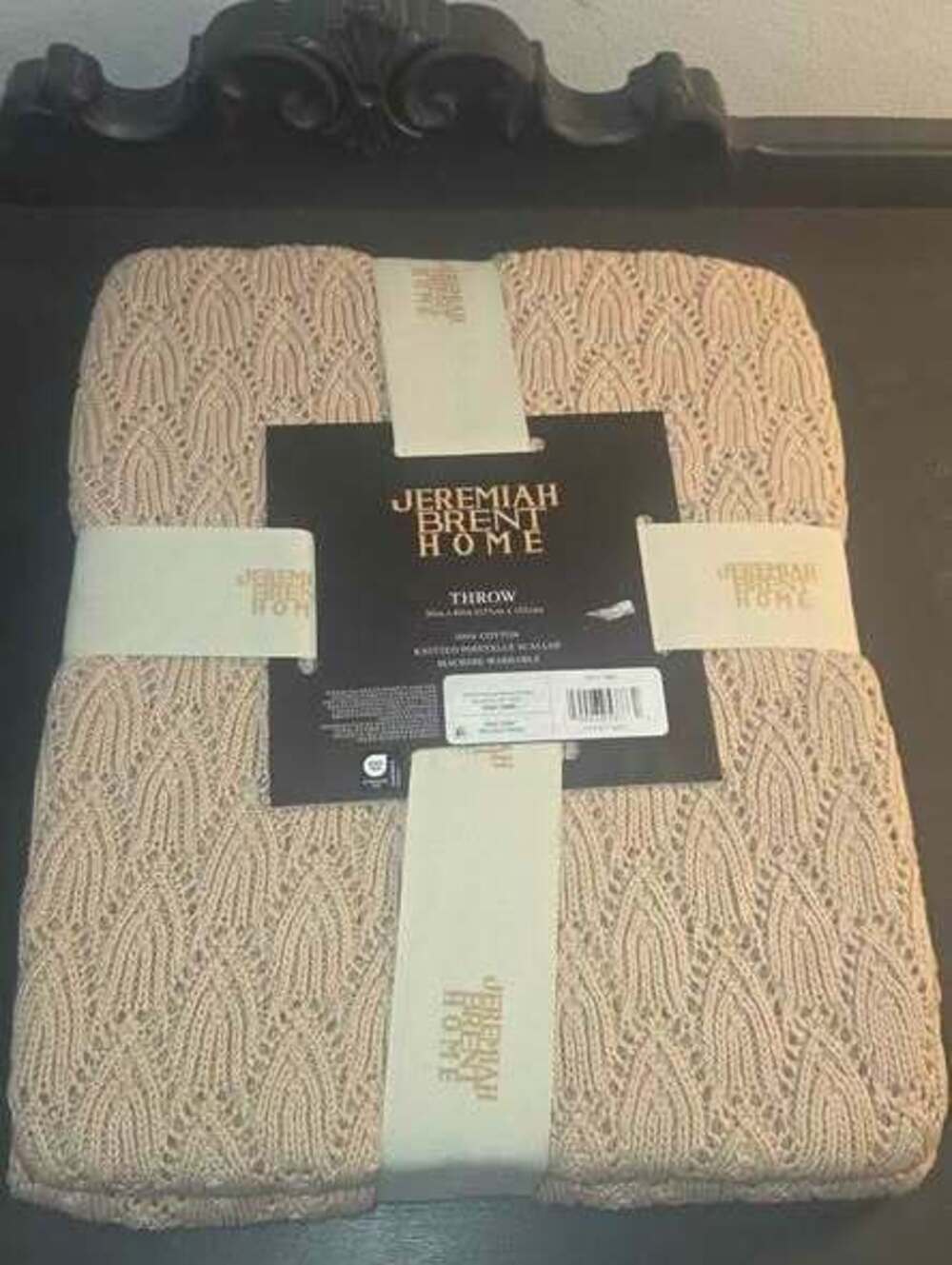 Jeremiah Brent Home Knitted Pointelle Scallop Throw